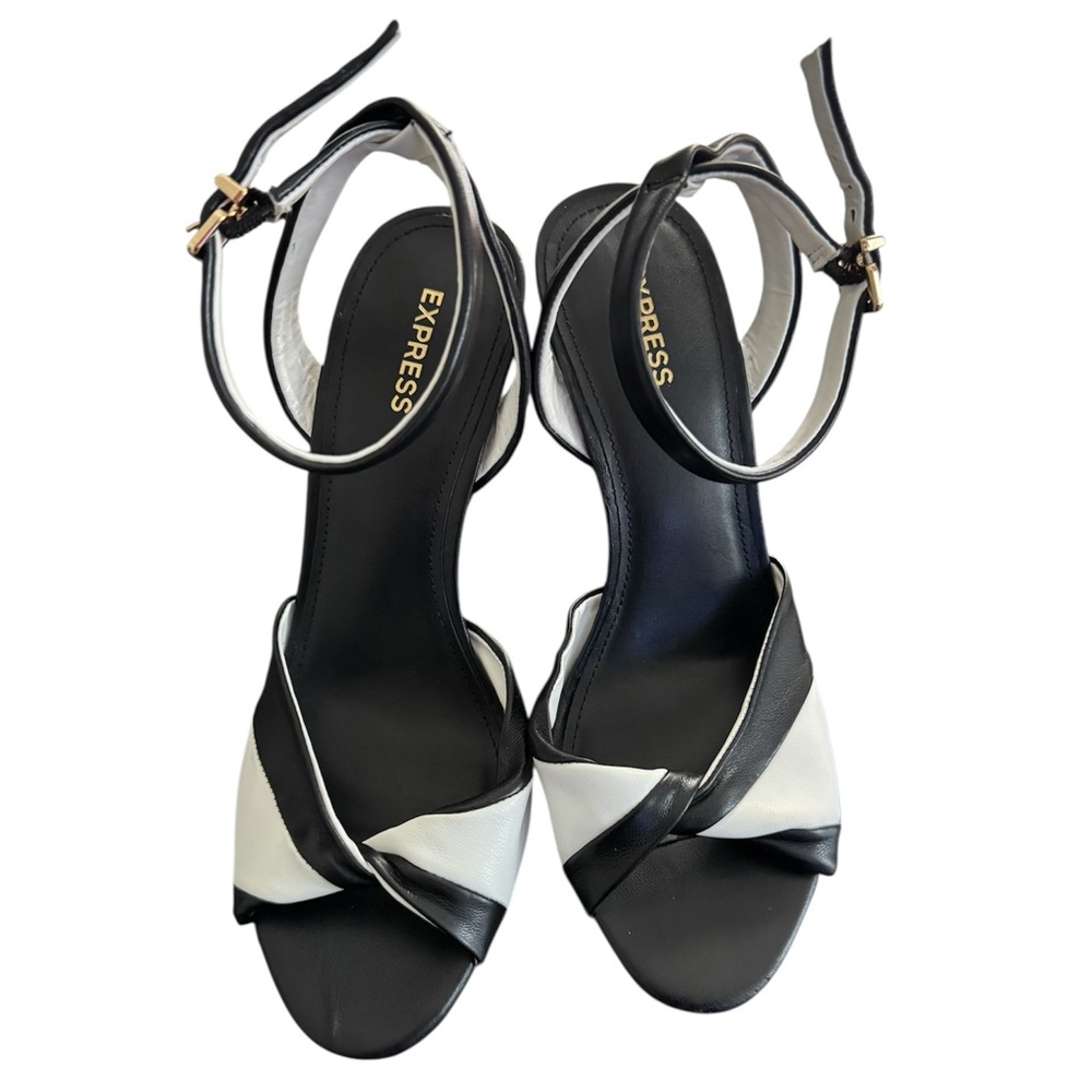 Express Black and White Strappy Sandals